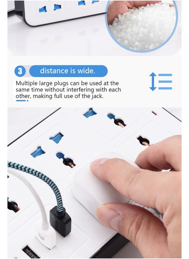 Power Multi Tap Universal Plug UK Outlet Power Strip with 2m Extension Cord AC Type C USB Port Charge Electrical Socket