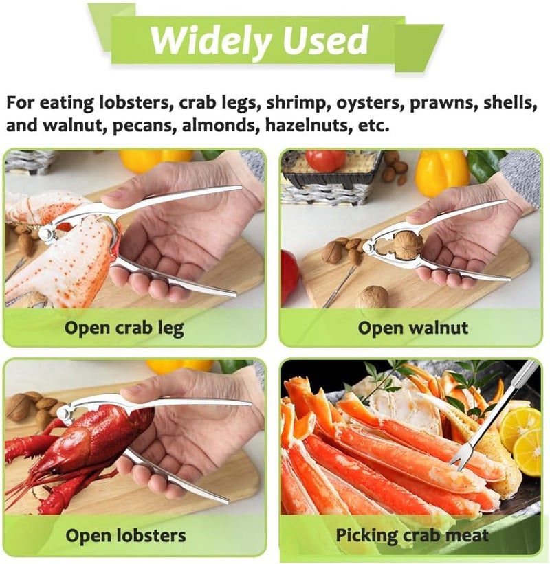 Vicsamer 3 PCS Lobster Crackers and Picks Set, Stainless Steel Crab Leg Tools, including 1 Lobster Cracker and 2 Forks, Heavy Duty Shellfish Nut Cracker Set, Seafood Tools for King Crab Legs Shellfish Claw - Image 4