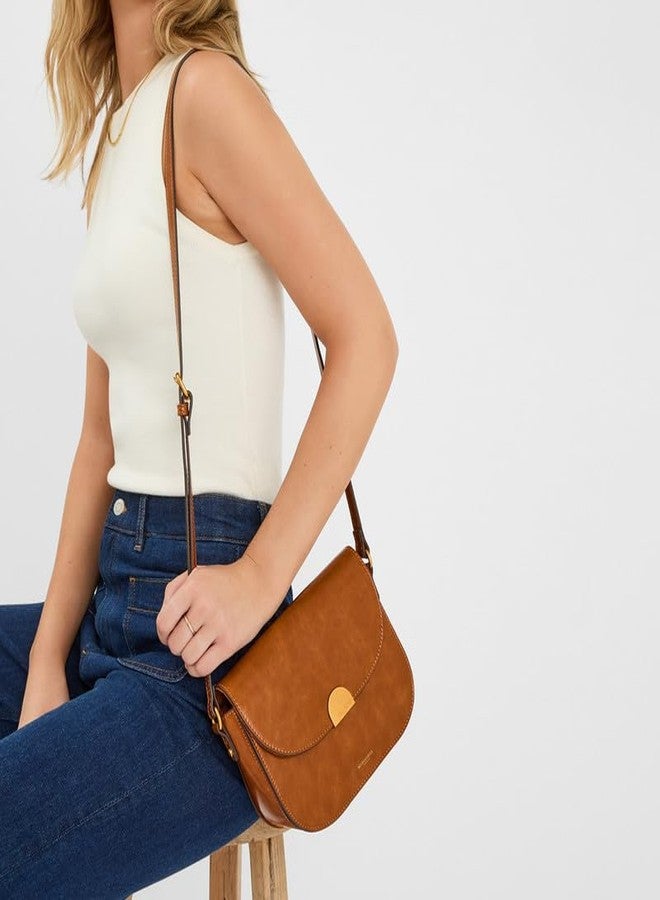 Accessorize London Women's Brown Boxy Sling Bag | Faux Leather Everyday Sling with Magnetic Closure | Structured Box Bag for Women | Stylish Casual & Work Sling - Image 2