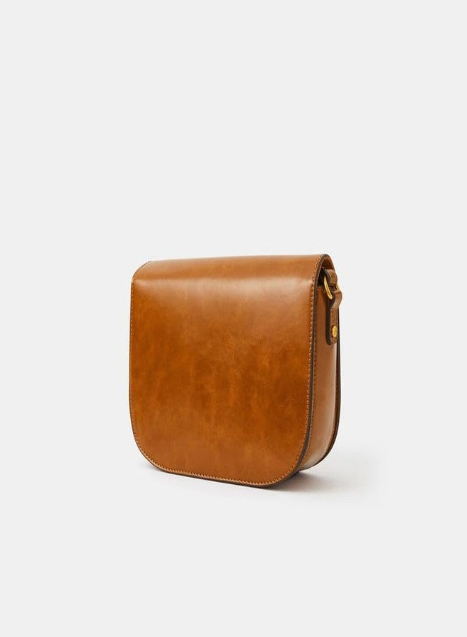 Accessorize London Women's Brown Boxy Sling Bag | Faux Leather Everyday Sling with Magnetic Closure | Structured Box Bag for Women | Stylish Casual & Work Sling - Image 3
