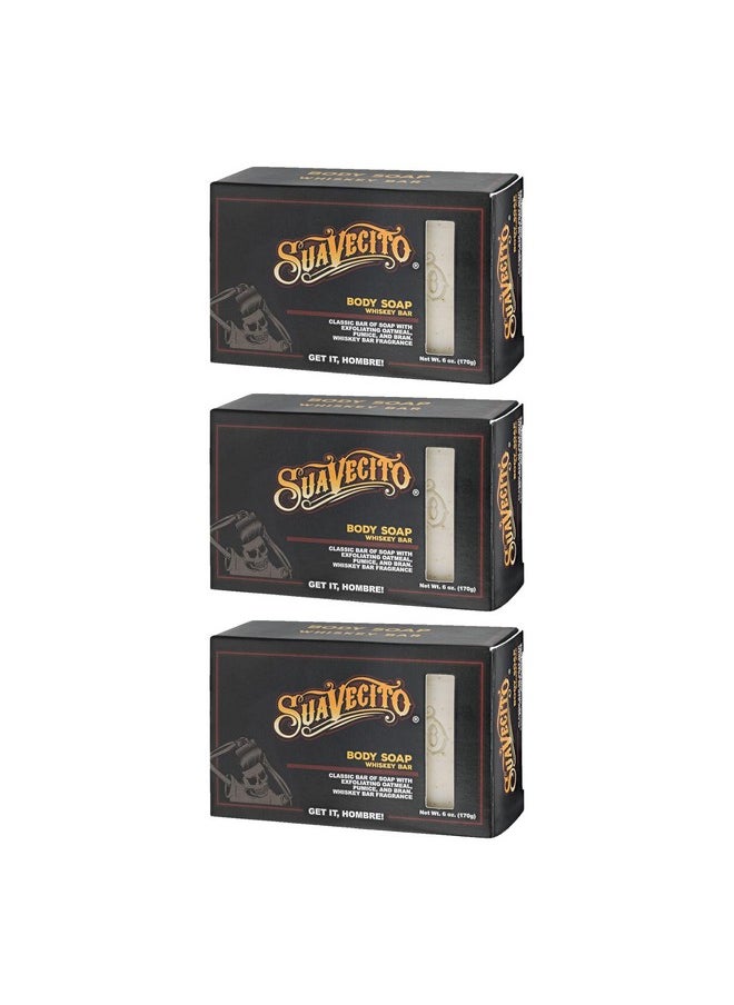 SUAVECITO Body & Hand Soap Bars Moisturizing Masculine Whiskey Bar Fragrance 6 Oz 3 Pack  - Image 1