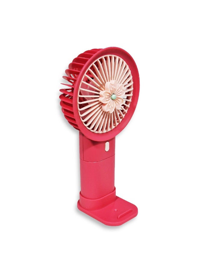 Generic - Mini handheld fan Q374F , cute design with bright and pink color, small size and easy to carry by hand or put in bag, equipped with USB rechargeable battery, on/off button 3 speeds with LED light, nice summer and birthday gift for kids and adults, high quality and easy to use - Image 1