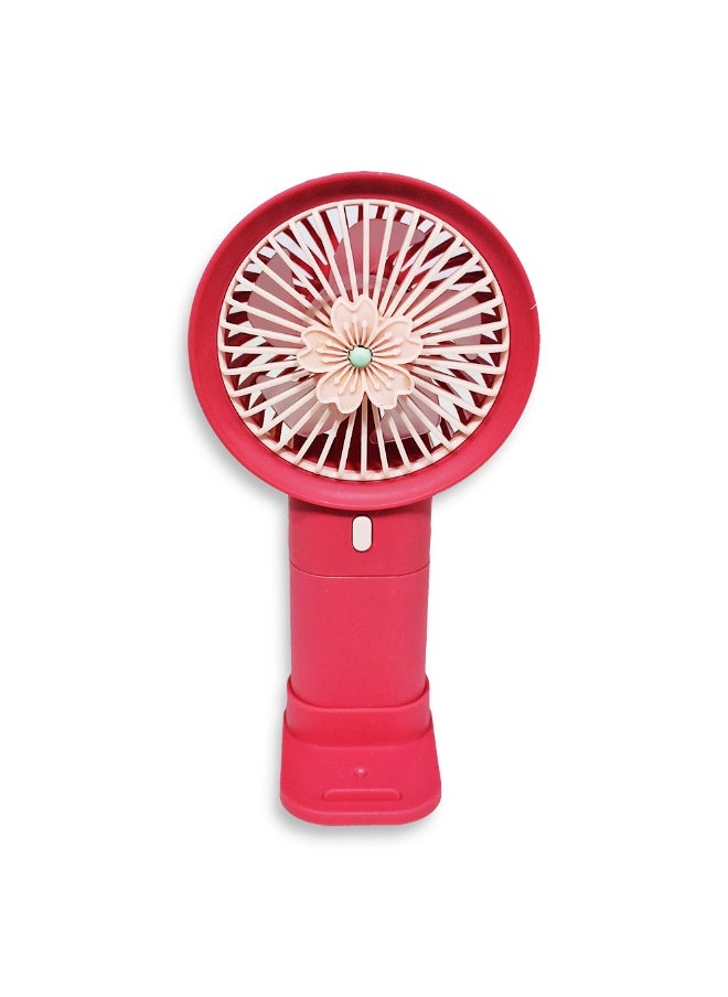 Generic - Mini handheld fan Q374F , cute design with bright and pink color, small size and easy to carry by hand or put in bag, equipped with USB rechargeable battery, on/off button 3 speeds with LED light, nice summer and birthday gift for kids and adults, high quality and easy to use - Image 1