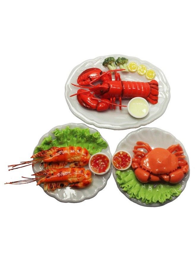 ThaiHonest 3 Assorted Dollhouse Miniature Mix Seafood With Lobster Tiny Food Dollhouse Accessories For Collectibles  - Image 2