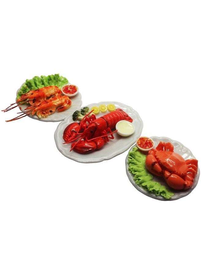 ThaiHonest 3 Assorted Dollhouse Miniature Mix Seafood With Lobster Tiny Food Dollhouse Accessories For Collectibles  - Image 3