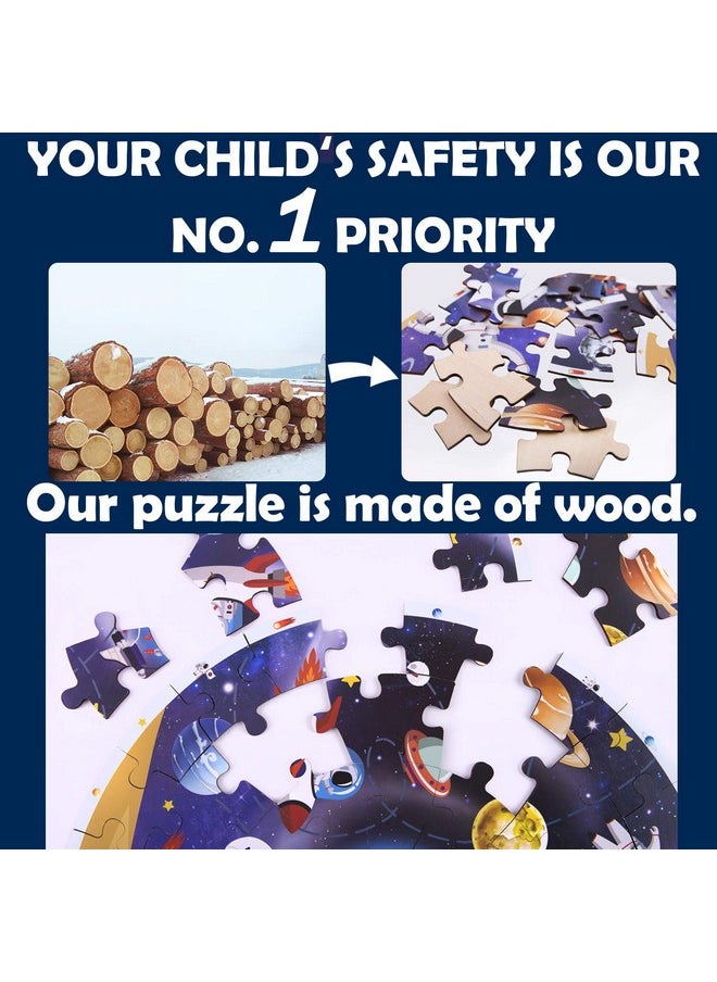iPlay, iLearn iPlay, iLearn Floor Puzzles for Kids Ages 3-6, Jigsaw Puzzle for kids Ages 4-8, Toddler Large Wooden Learning Toy, Educational Round Planets, Solar System Birthday Gift for 5-7 Year Old Boy Girl Child  - Image 3