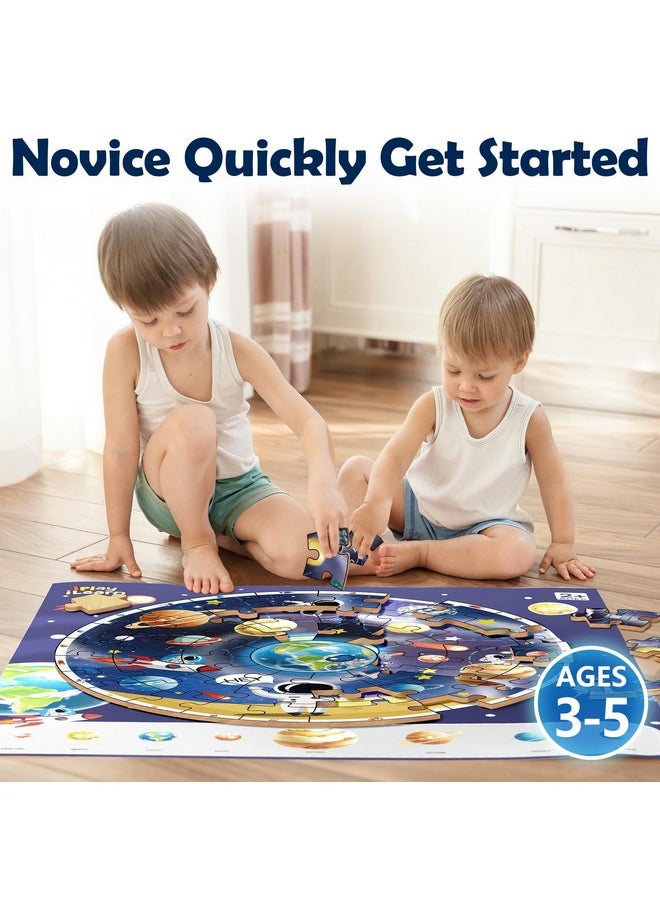 iPlay, iLearn iPlay, iLearn Floor Puzzles for Kids Ages 3-6, Jigsaw Puzzle for kids Ages 4-8, Toddler Large Wooden Learning Toy, Educational Round Planets, Solar System Birthday Gift for 5-7 Year Old Boy Girl Child  - Image 5