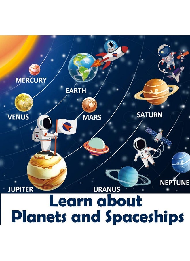 iPlay, iLearn iPlay, iLearn Floor Puzzles for Kids Ages 3-6, Jigsaw Puzzle for kids Ages 4-8, Toddler Large Wooden Learning Toy, Educational Round Planets, Solar System Birthday Gift for 5-7 Year Old Boy Girl Child  - Image 2