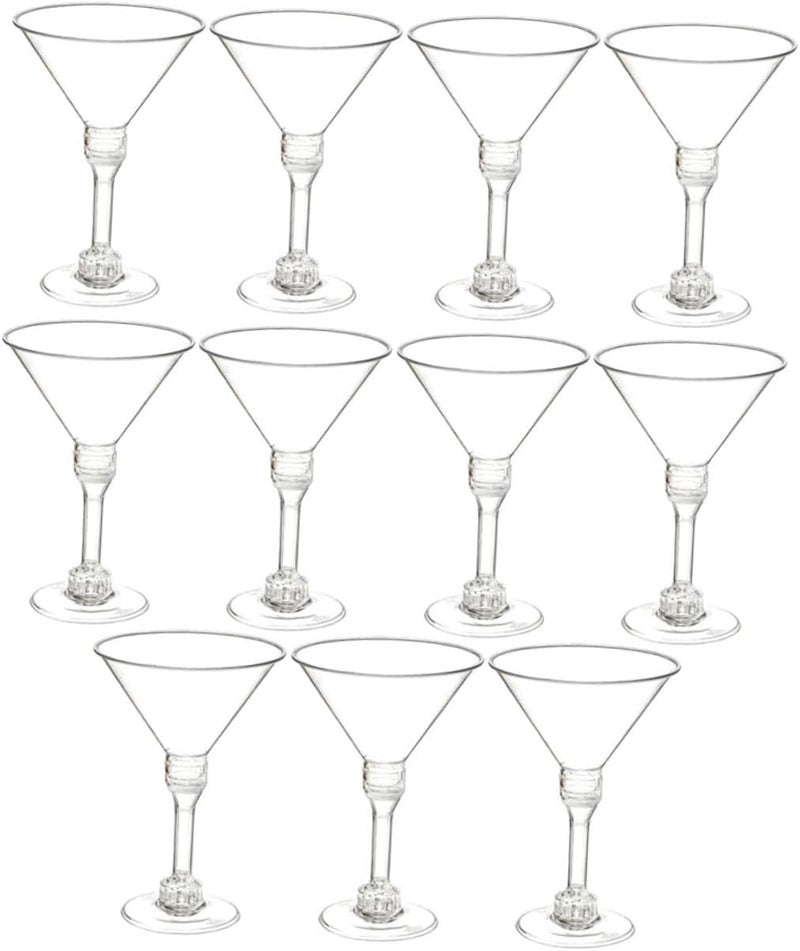 Healeved 12pcs Red Wine Glasses Margarita Glasses Ribbed Rim Party Supplies Disposable Liquor Cups Goblets for Home Hotel Banquet Bar Wedding - Image 1