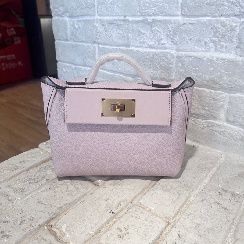 Genuine Leather 2424 Mini Kelly Lock Shoulder Crossbody Fashion Satchel Small lotus root powder 
