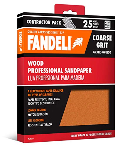 Fandeli | Wood Sanding Paper | Coarse Grit | 25 Sheets of 9'' x 11'' | Perfect for Sanding Wood | Hand Sanding | Orbital Sanders - Image 1