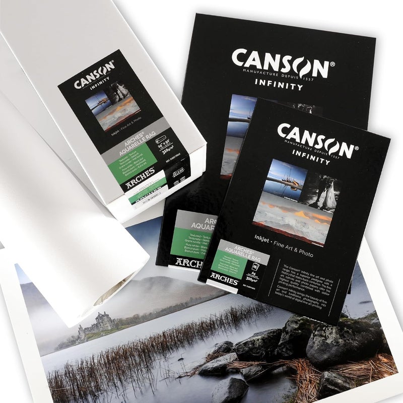 Canson Infinity Arches Aquarelle Rag Textured Pure White Matte Inkjet Paper 310gsm 85x11 25 Sheets - Image 2