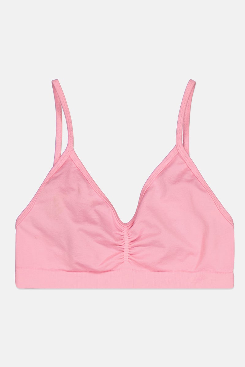 Bershka Women Non-Padded Solid Seamless Bralette, Pink  - Image 1