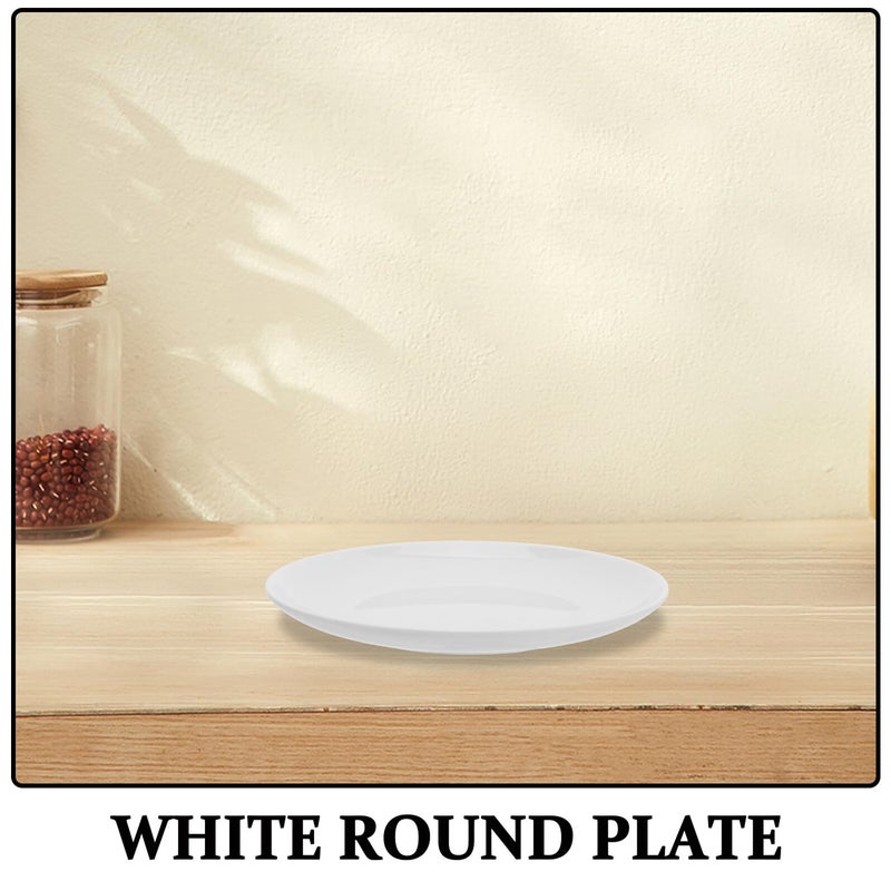 White Melamine Dinner Plates 8 Inch Round Reusable Plastic Dinnerware For Home Restaurant Picnic - Image 4