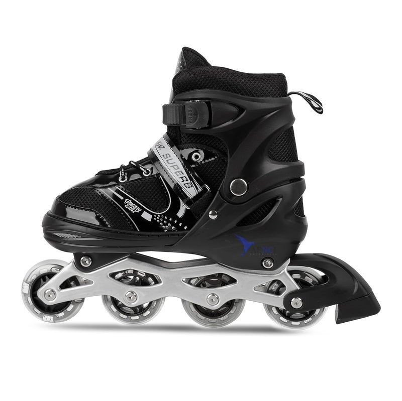 Qwick Click Inline Skates with Pu Flashing Wheel Aluminum Body in-Line Skates with Size Adjustable with Led Flash Lights Set for Boys Kids & Girls Length for Age 8-20 Years (Pink) (Black) - Image 4