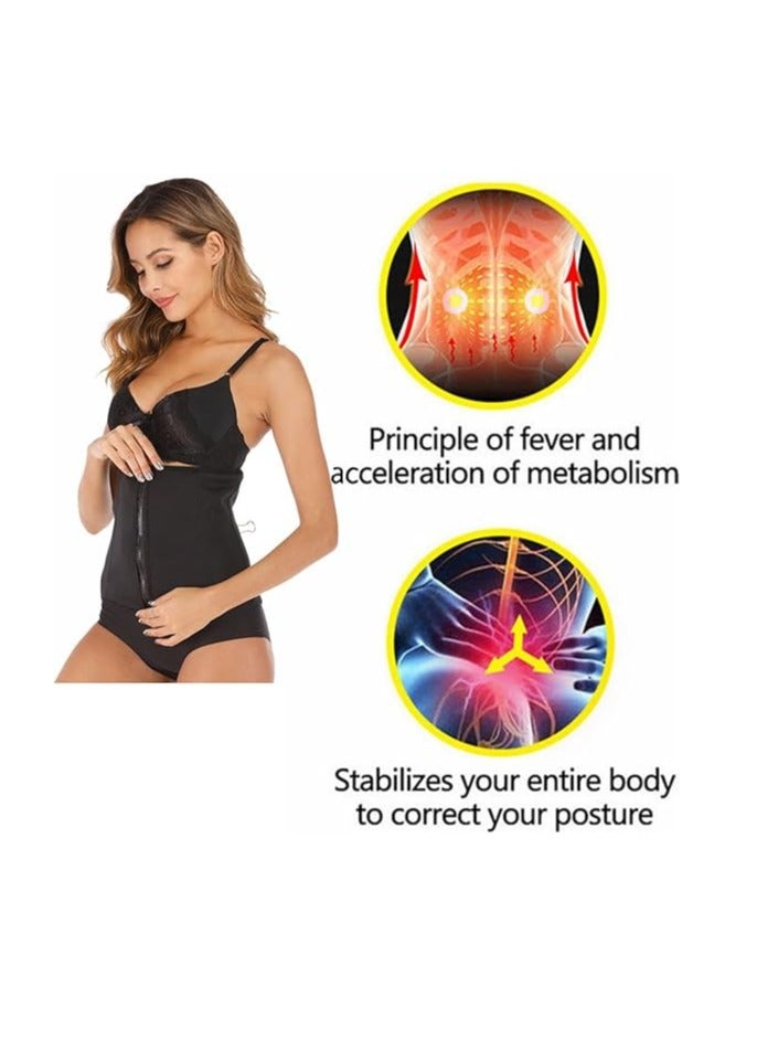 KASTWAVE Row Buckle Type Zipper Waist Trainer for Women, Body Shaping Clothes and Comfortable Waistband, L - Image 2