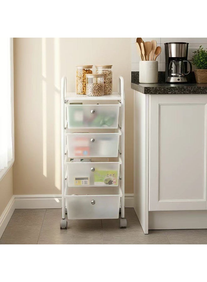 DANUBE HOME Atticus 4-Tier Storage Cart with Drawer - Multi-Functional Kitchen Trolley, Rolling Utility Cart, Space-Saving Organizer - 34 x 32.5 x 80.5CM - Image 1