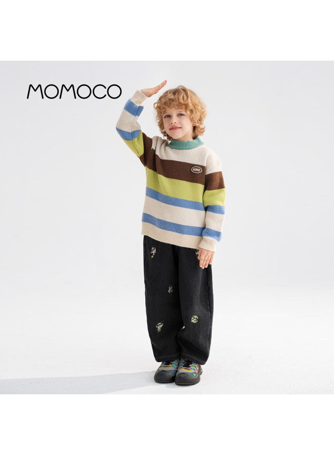 Momoco Boys' Pants Autumn Winter Trendy Denim Jeans Navy Blue 110 - Image 4