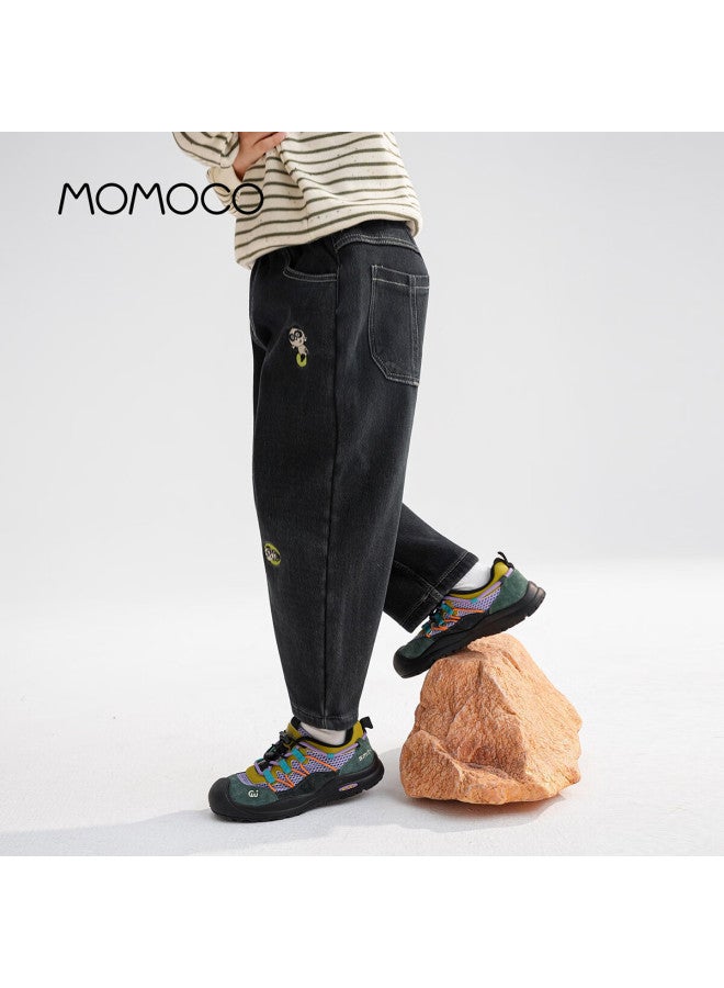 Momoco Boys' Pants Autumn Winter Trendy Denim Jeans Navy Blue 110 - Image 3