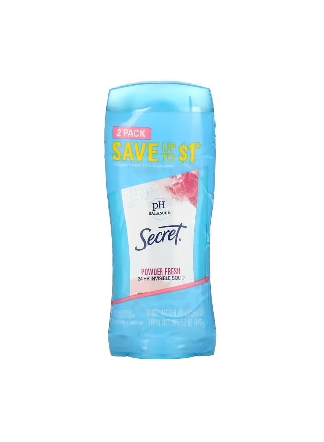 Secret pH Balanced Antiperspirant/Deodorant Invisible Solid Powder Fresh Twin Pack 2.6 oz 73 g Each - Image 2