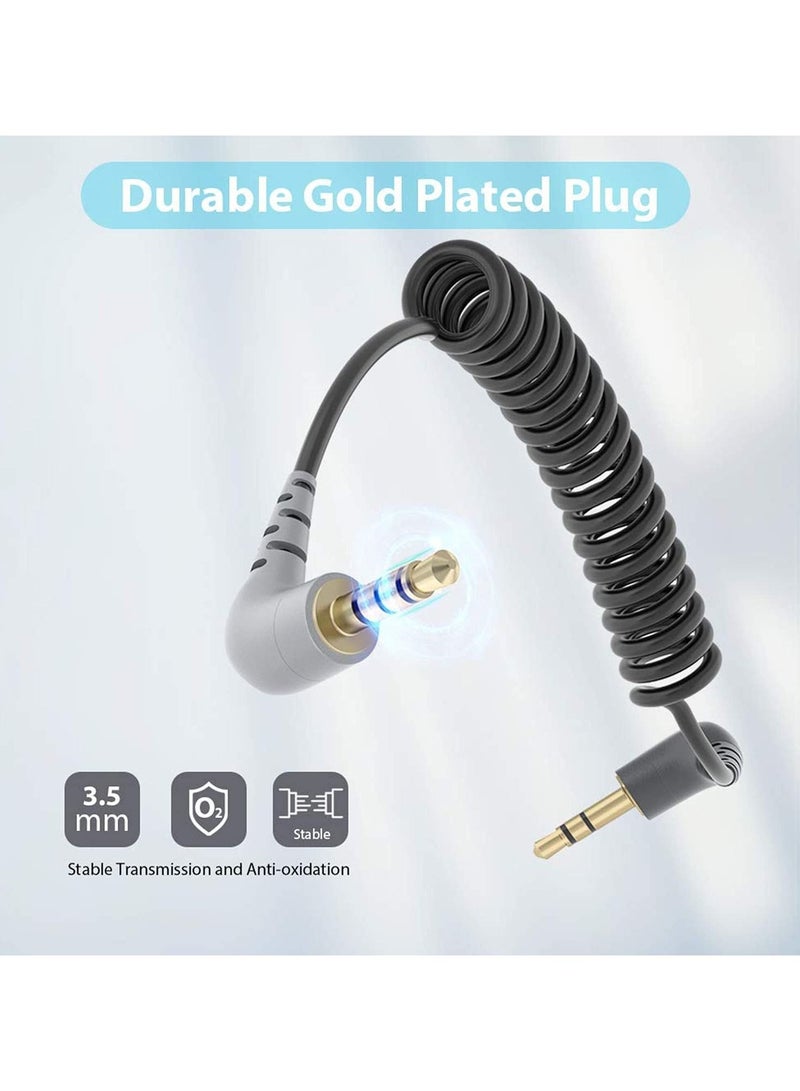 Adapter Cable, Microphone Patch, 1/8 Male Coiled Right Angle Mic Cord Compatible, Smartphone, Tablets with Rode SC7, VideoMic, BOYA, and More External Mic  - Image 5