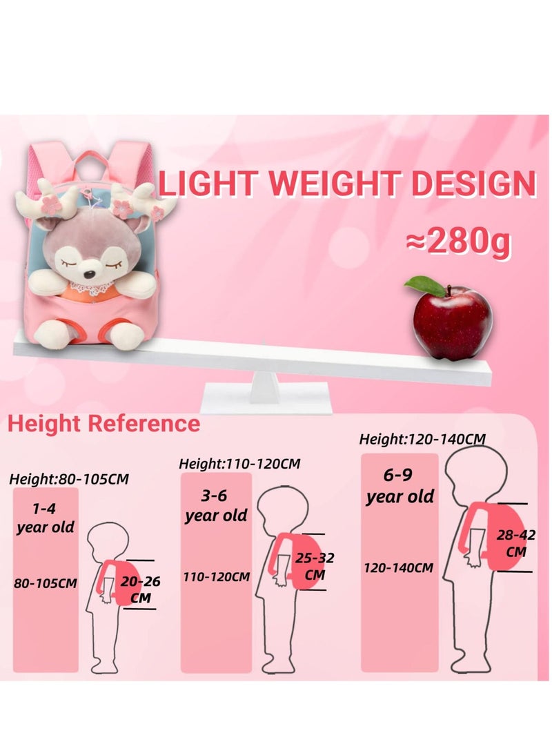 Excefore حقيبة ظهر محشوة على شكل دمية صغيرة للأطفال، حقيبة رائعة للأطفال، حقيبة رسوم متحركة لمرحلة ما قبل المدرسة للأطفال، مناسبة للفتيات والفتيان من 2-6 سنوات (وردي) - Image 5