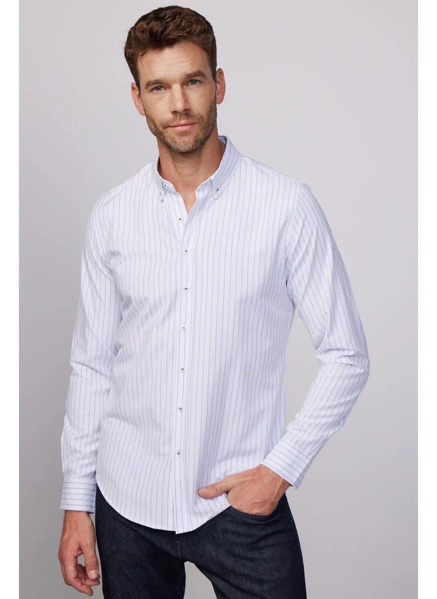 Tudors Slim Fit Long Sleeve Striped Collar Buttoned Men's Shirt