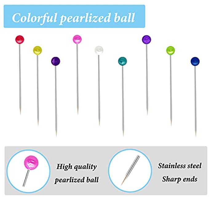 Sunenlyst 600PCS Sewing Pins Straight Pin for Fabric, Pearlized Ball Head Quilting Pins Long 1.5inch, Multicolor Corsage Stick Pin for Dressmaker, Jewelry DIY Decoration, Craft and Sewing Project - Image 2