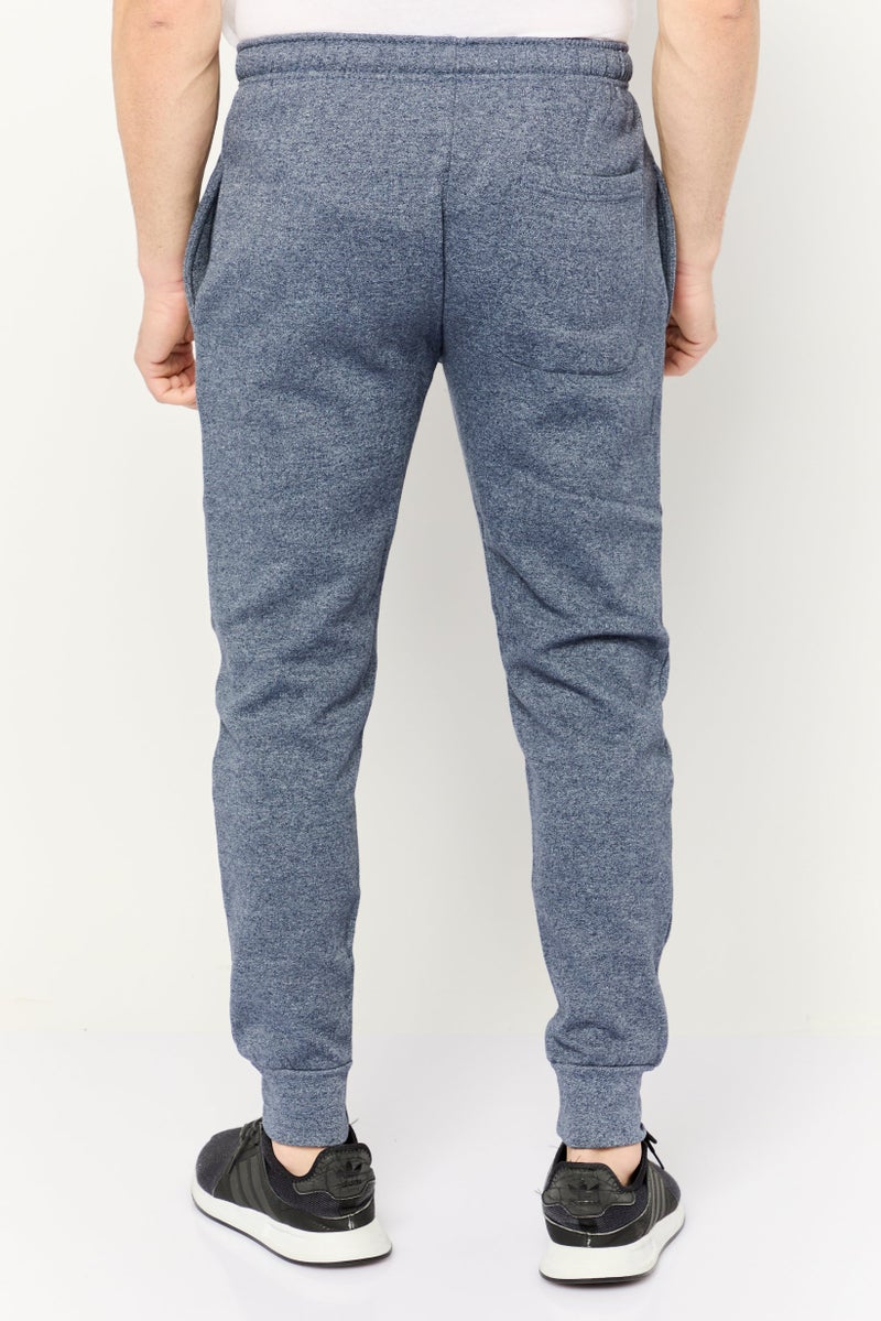 Fleece Factory Men Regular Fit Drawstring Heather Sweatpants, Navy - Image 4