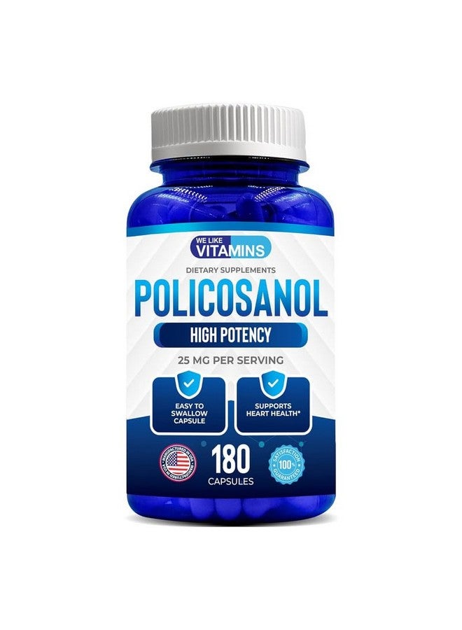 We Like Vitamins Policosanol 25mg - 180 Capsules - Policosanol Supplement Made from Natural Sugar Cane - Non-GMO and Gluten-Free - Image 1