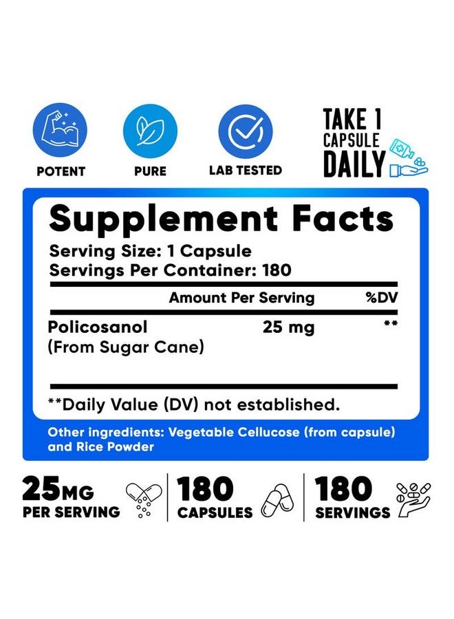 We Like Vitamins Policosanol 25mg - 180 Capsules - Policosanol Supplement Made from Natural Sugar Cane - Non-GMO and Gluten-Free - Image 2