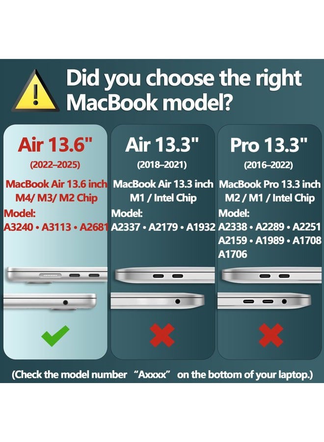 TWOLSKOO حافظة متوافقة مع MacBook Air 13.6 بوصة M4/M3/M2 طراز 2025 2024 2022 A3240 A3113 A2681، غلاف بلاستيكي صلب، غطاء لوحة مفاتيح، محول Type C، واقي شاشة، مزخرف بالزهور - Image 2