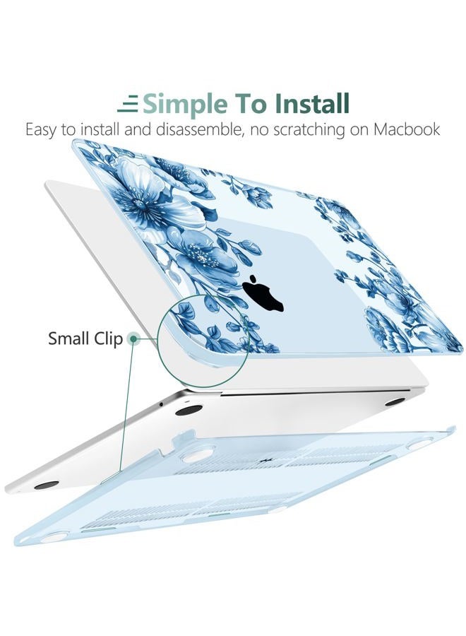 TWOLSKOO حافظة متوافقة مع MacBook Air 13.6 بوصة M4/M3/M2 طراز 2025 2024 2022 A3240 A3113 A2681، غلاف بلاستيكي صلب، غطاء لوحة مفاتيح، محول Type C، واقي شاشة، مزخرف بالزهور - Image 4