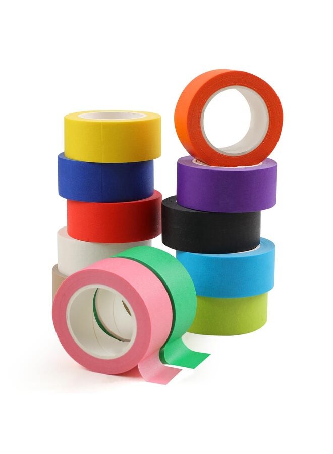 12PCS Colored Masking Tape, Kids Art Supplies, DIY Craft Tape, Colored Tape Rolls Colored Painters Tape 20cm x 13m - Image 1