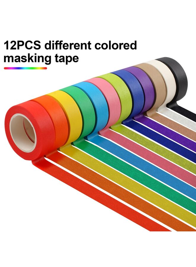 12PCS Colored Masking Tape, Kids Art Supplies, DIY Craft Tape, Colored Tape Rolls Colored Painters Tape 20cm x 13m - Image 4