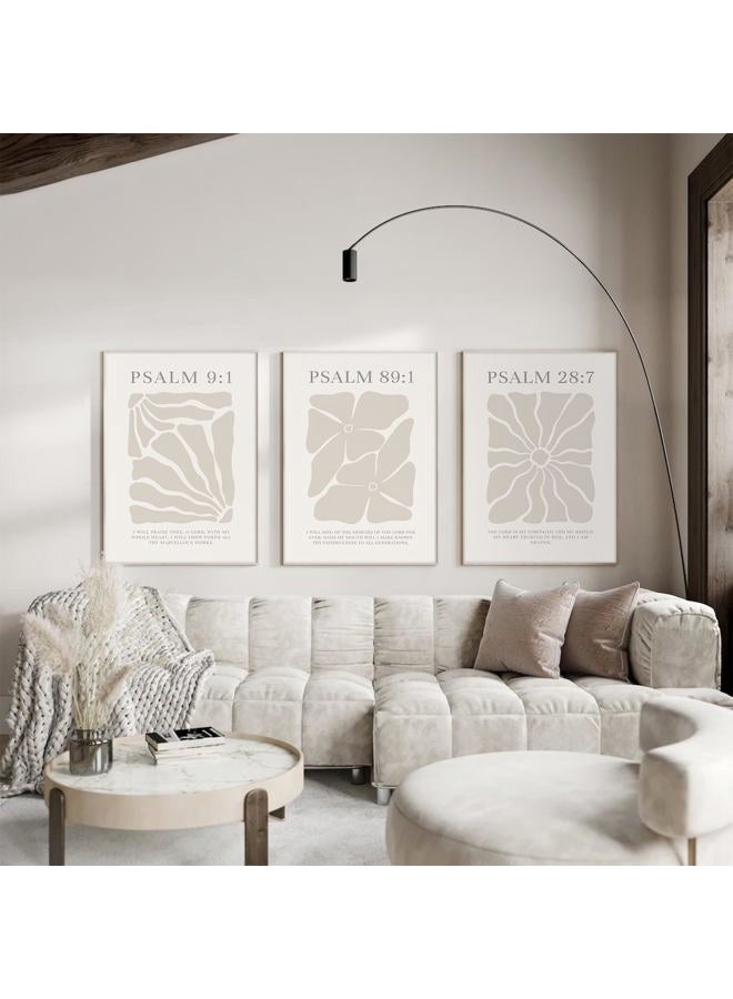 Joocrise Scripture Christian Wall Art Set of 3 Beige Bible Verses Wall Decor Neutral Psalm Canvas Wall Art Modern Pictures Flower Prints Christian Artwork for Living Room Bedroom 12x16 Inch Unframed - Image 5