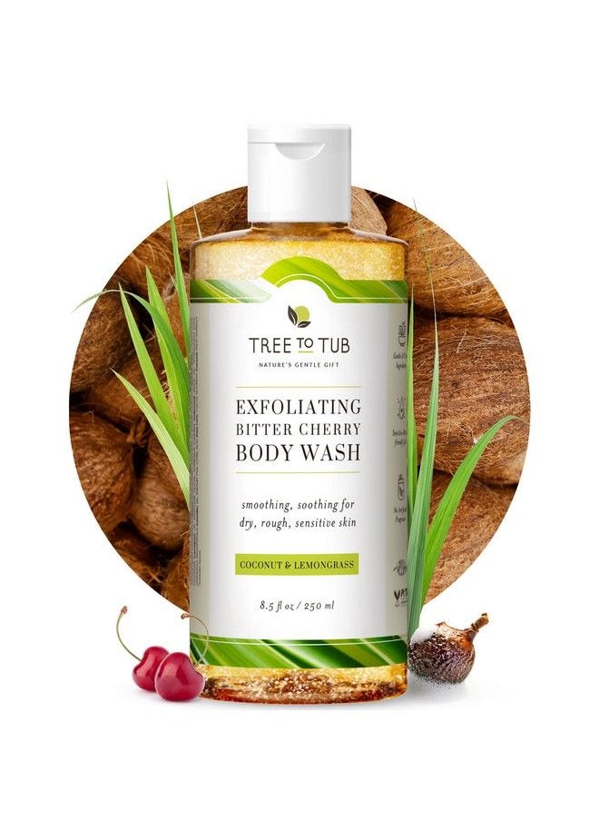 Tree to Tub - Bitter Cherry Coconut Exfoliating Body Wash Gentle Coconut Exfoliating Body Scrub For Sensitive Skin Skin Exfoliator For Body For Women & Men W/ Natural Soapberry Natural Cherry Organic Rice - Image 1