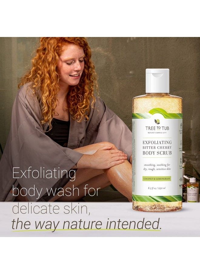 Tree to Tub - Bitter Cherry Coconut Exfoliating Body Wash Gentle Coconut Exfoliating Body Scrub For Sensitive Skin Skin Exfoliator For Body For Women & Men W/ Natural Soapberry Natural Cherry Organic Rice - Image 1