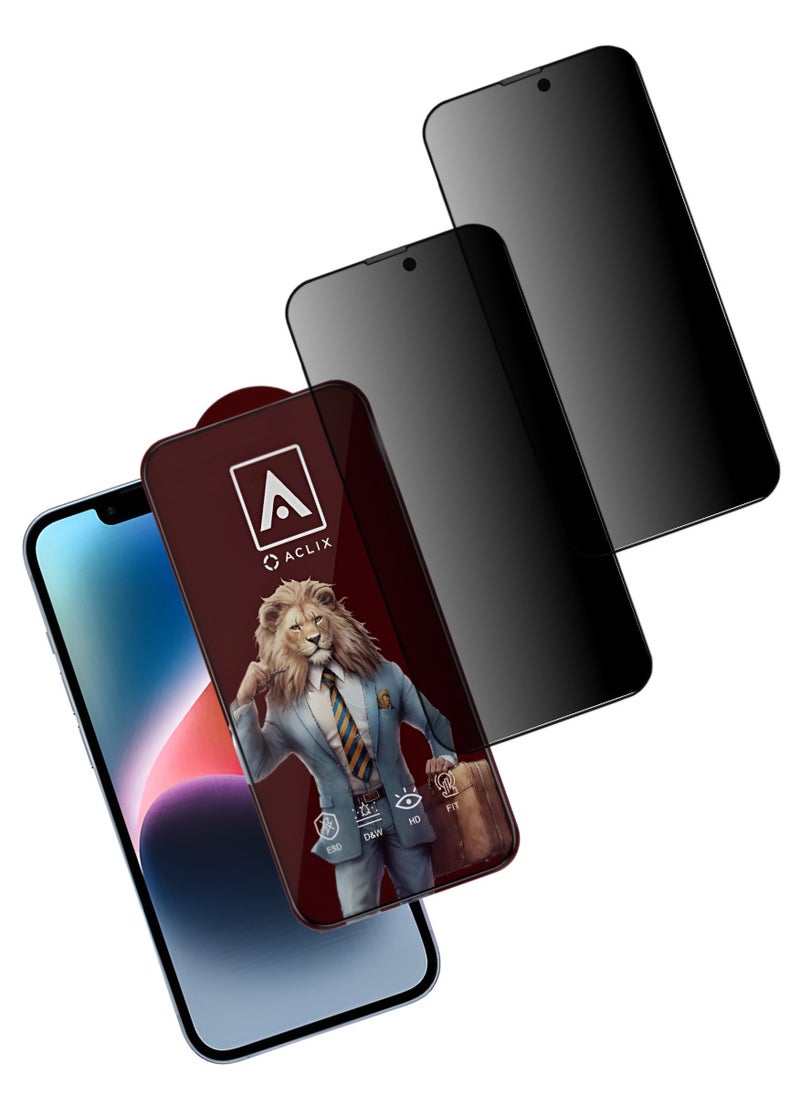 ACLIX 2 Pieces Antistatic ESD Dust Proof Premium Quality High Definition Anti-Spy Privacy Tempered Glass Screen Protector Designed For  iPhone 14 Plus - Image 1
