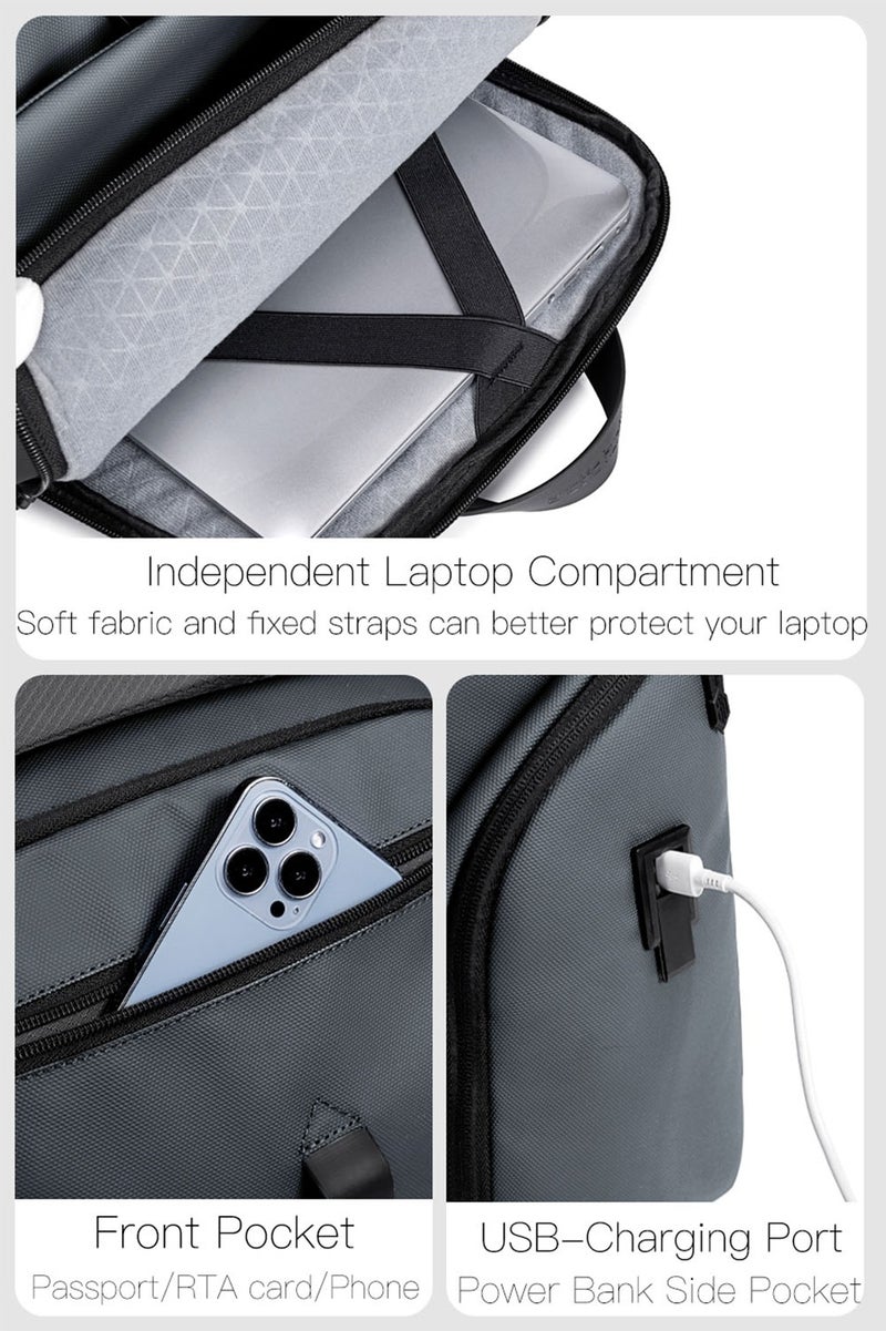 أركتيك هانتر حقيبة كمبيوتر محمول للسفر والعمل، مقاومة للماء ومتينة للمكتب والمدرسة للرجال، باللون الرمادي - Image 5