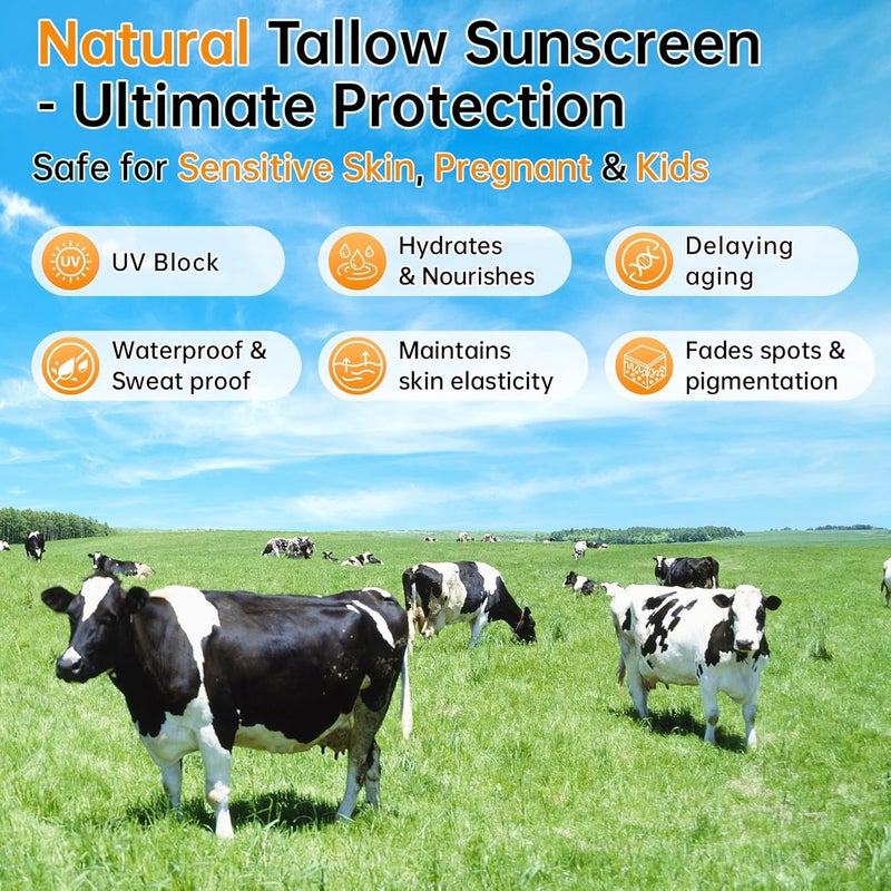 CHANGARLOAD Beef Tallow Sunscreen SPF 50  100 Organic GrassFed Beef Tallow Face Sunscreen with Hyaluronic Acid Centella  Avocado  Natural Sunscreen No Chemicals  Ideal for Women Sensitive  Baby Skin 60g - Image 2