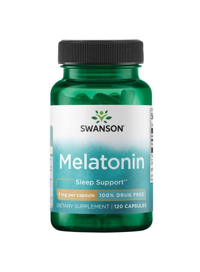 Swanson Melatonin - Herbal Supplement - Sleep and Relaxation - (120 Capsules, 3mg Each) - Image 1