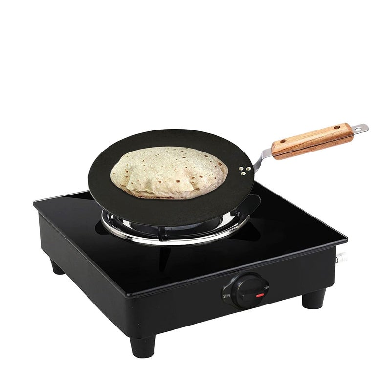 AADHIK AADHIK Iron tawa for RotiChapatiDosa Loha Tawa with Wooden Handle Premium 100 ToxinFree Long Lasting Black - Image 5