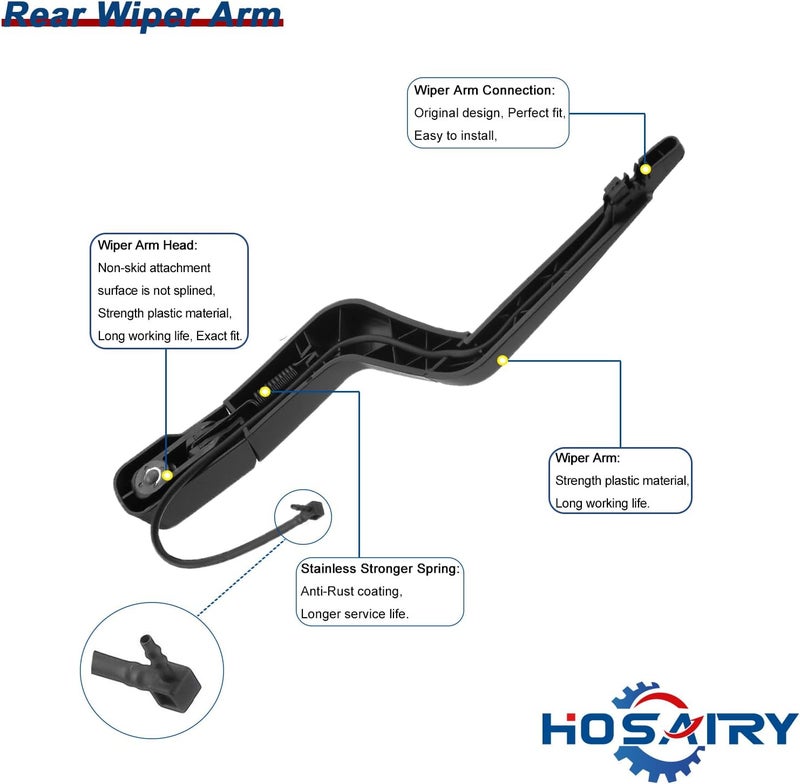 HOSAIRY Rear Windshield Wiper Arm Blade Set for GMC Acadia 2007-2012 & Saturn Outlook 2007-2010 - Image 3