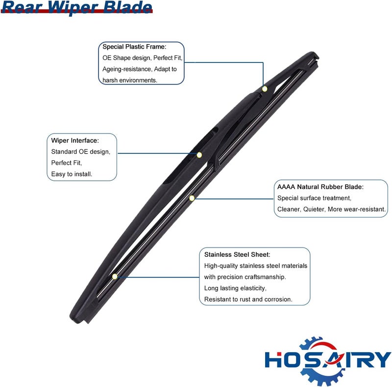 HOSAIRY Rear Windshield Wiper Arm Blade Set for GMC Acadia 2007-2012 & Saturn Outlook 2007-2010 - Image 4