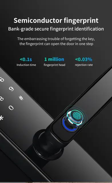 LACASA LC710 14inch Smart Digital Door Lock FingerprintPINRFID Card Manual KeyChild Lock 5 Bolt Strong Mortise Suitable for Wooden and Metal Doors Black - Image 5