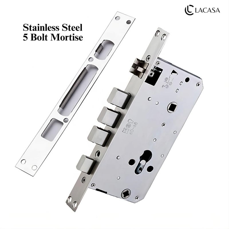 LACASA LC710 14inch Smart Digital Door Lock FingerprintPINRFID Card Manual KeyChild Lock 5 Bolt Strong Mortise Suitable for Wooden and Metal Doors Black - Image 4