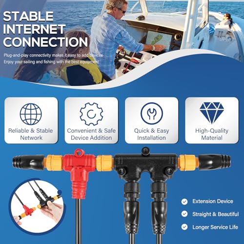 Bonbo NMEA 2000 Dual Device Starter Kit Backbone Cables Drop Cables Dual Tee Connector Terminators Kits IP67 Waterproof Stable Connection - Image 5