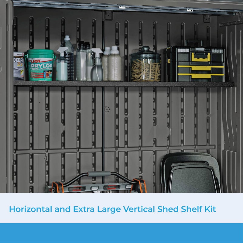 Suncast Horizontal and XL Vertical Shed Shelf Kit, Space-Saving Shelf for Outdoor Storage Sheds, 67" W x 10.25" D x 1.25" H, Black, BMSASHELFH2 - Image 2