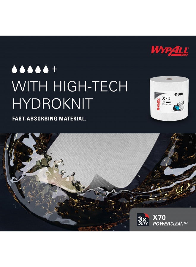 WypAll WypAll Power Clean X70 Medium Duty Cloths (41600), Jumbo Roll, Long Lasting Performance, White, 1 Roll, 870 Sheets  - Image 4